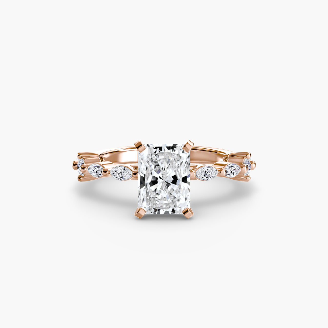 14K Rose Gold / Radiant Solitaire with Eternity Pavé