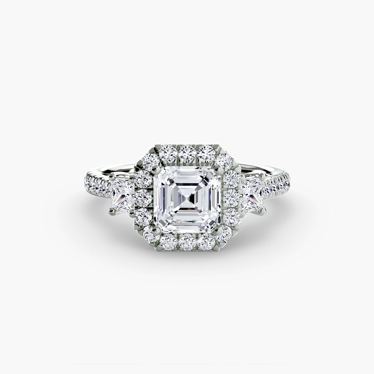 Three-Stone Ring with Halo 2