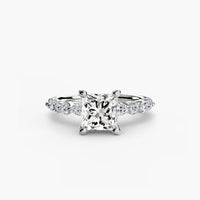 Thumbnail for 14K White Gold / Princess Solitaire with Eternity Pavé 2