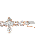 Thumbnail for 8.0 in - 14.35 grams - 3.19 Ctw / Rose 14k Rose Gold Diamond Cross Bracelet 3 Ctw
