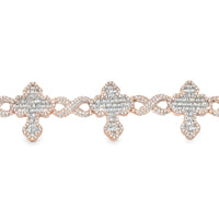 Thumbnail for 8.0 in - 14.35 grams - 3.19 Ctw / Rose 14k Rose Gold Diamond Cross Bracelet 3 Ctw