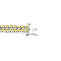 Thumbnail for 14K Solid White Gold Two-Row Yellow Diamond Bracelet 4.77 Ctw.