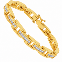 Thumbnail for 14K Solid Yellow Gold Mens Diamond Bracelet 6.00 Ctw