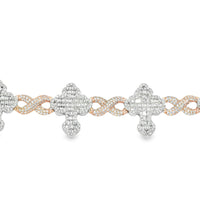 Thumbnail for 7.5 in - 14.7 grams - 3.01 Ctw / White/Rose 14k White/Rose Gold Diamond Cross Bracelet 3 Ctw