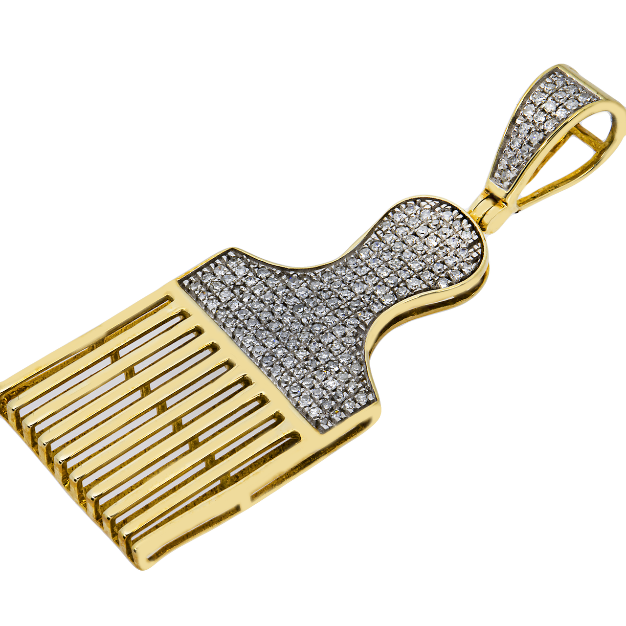 10K Yellow Gold Paintbrush Tassel Pendant 0.50 ctw