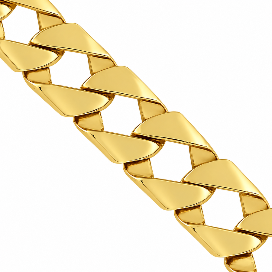 14K Yellow Solid Gold Mens Fancy Bracelet 11 mm