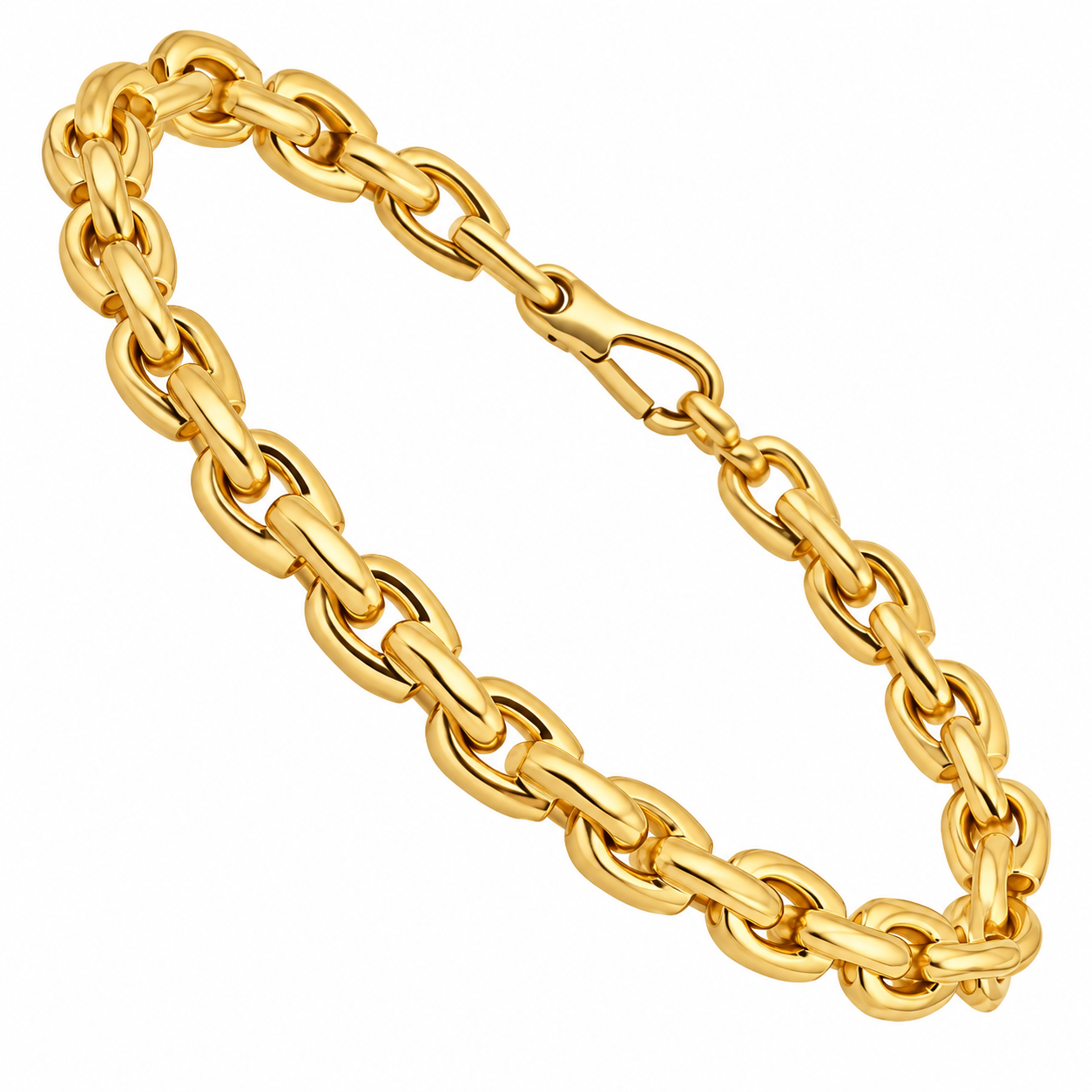 14K Yellow Solid Gold Mens Fancy Bracelet 7 mm