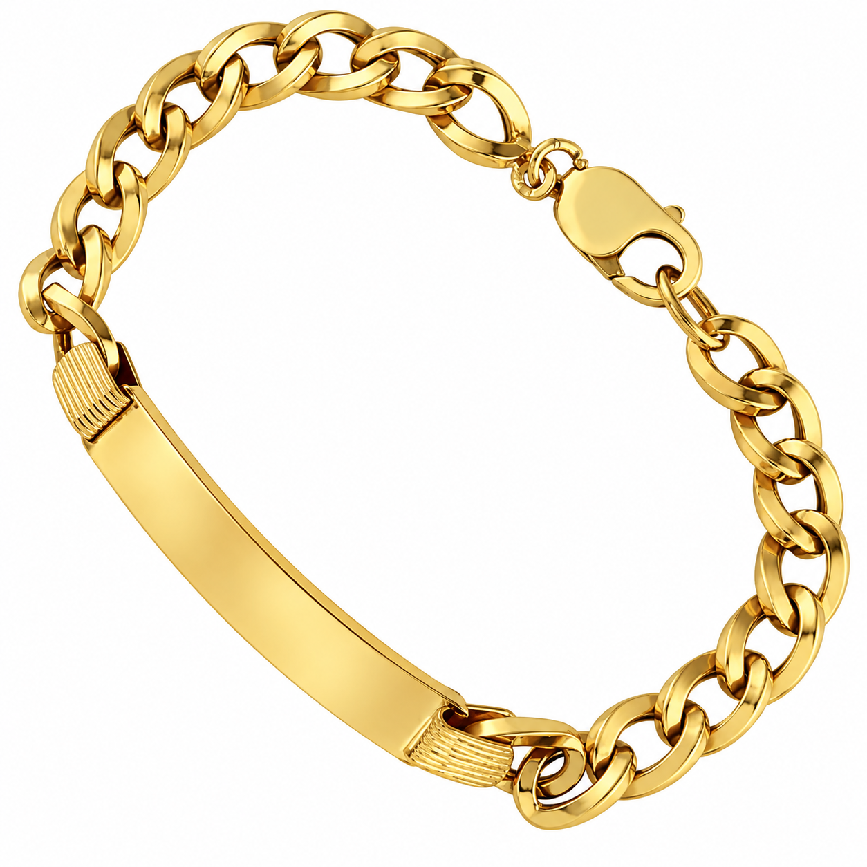 K14イエローゴールド IDブレスレット　14金 14K Yellow Solid Gold Mens ID Bracelet 12mm – Avianne Jewelers