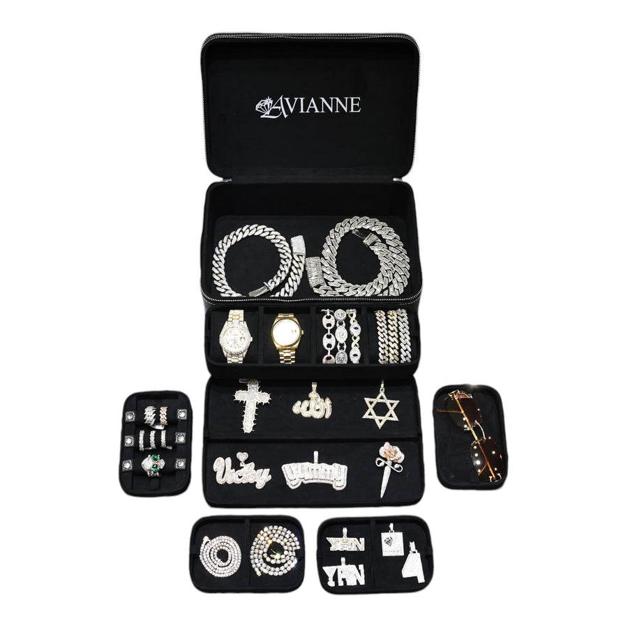 Avianne & Co. Leather Luxury World Traveler Jewelry & Watch Case