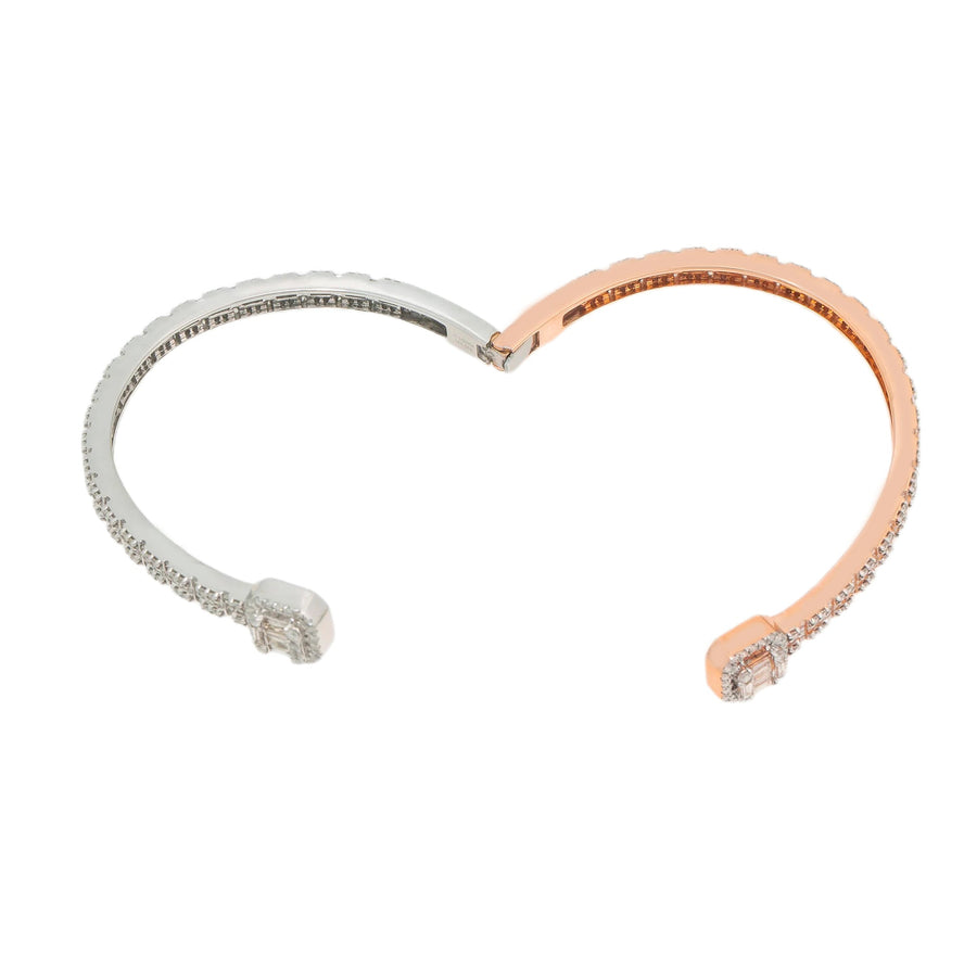14k Solid Yellow Gold Baguette and Round Diamond Bangle 9.05ctw