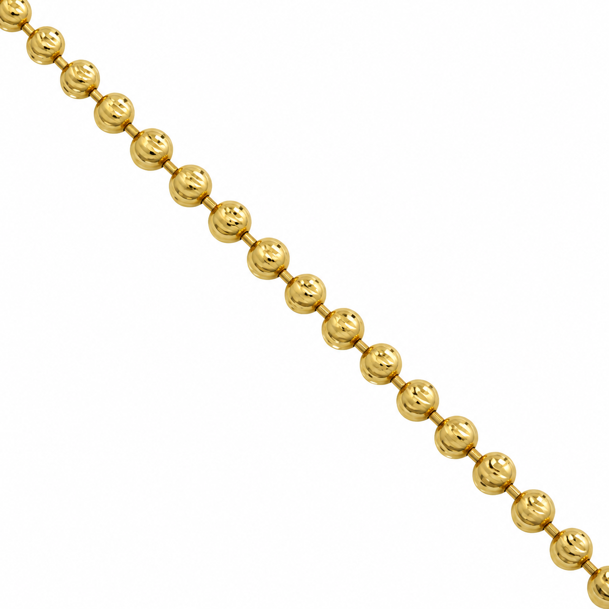 14k Yellow Gold Moon Cut Ball Bead Chain 3 mm