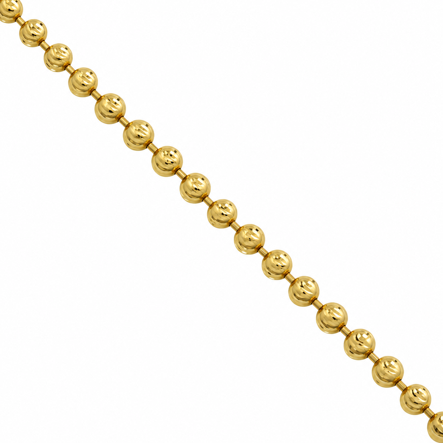 14k Yellow Gold Moon Cut Ball Bead Chain 3 mm