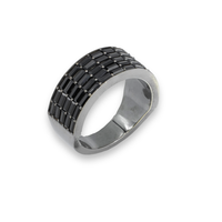 Thumbnail for 10k Black Rhodium Plated Black Baguette Diamond Ring 3.80 ctw