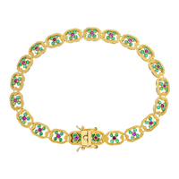 Thumbnail for 18k Yellow Gold Ruby Flower Bracelet 7.5 mm 2 Ctw