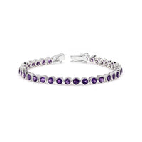 Thumbnail for Default Sterling Silver Bezel Amethyst 4mm Tennis Bracelet 8.6 Ctw