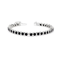 Thumbnail for Default Sterling Silver Bezel Black Onyx 4mm Tennis Bracelet 8.0 Ctw