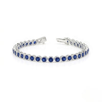 Thumbnail for Default Sterling Silver Bezel Blue Sapphire 4mm Tennis Bracelet 13.0 Ctw