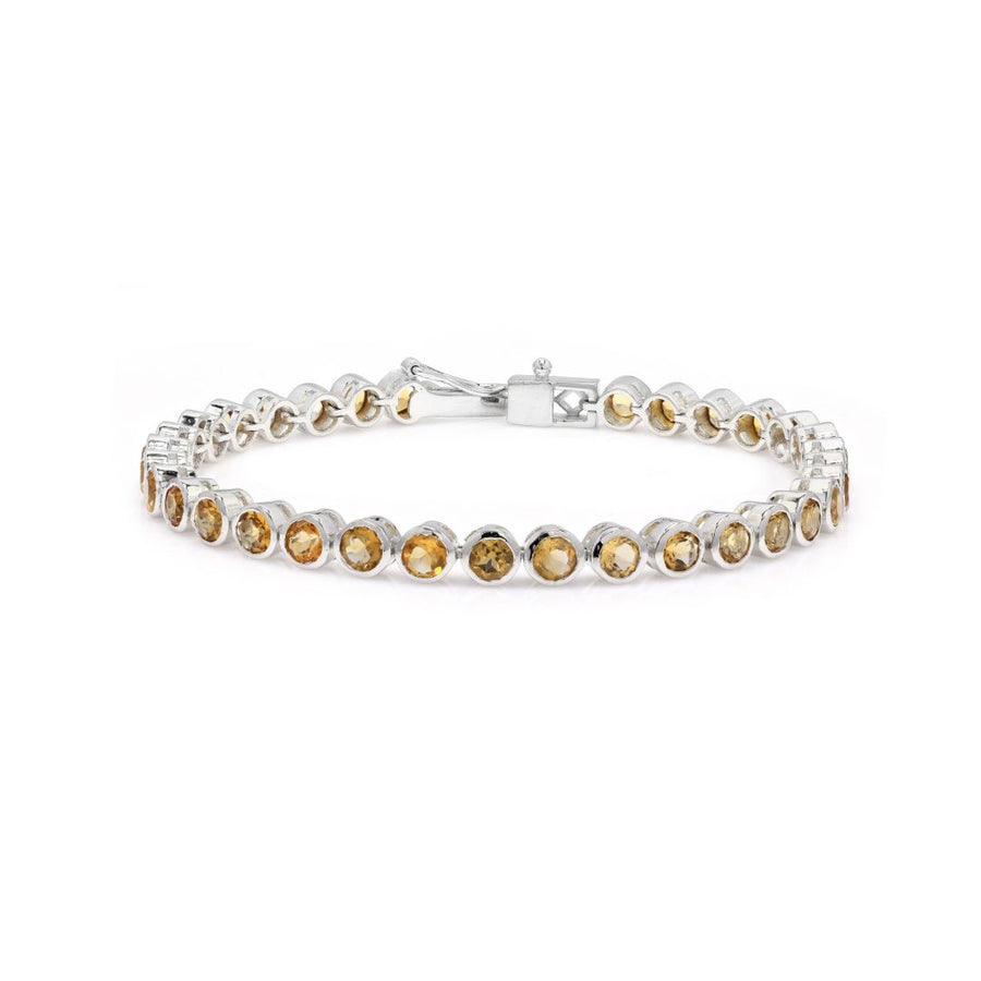 Default Sterling Silver Bezel Citrine 4mm Tennis Bracelet 7.5 Ctw