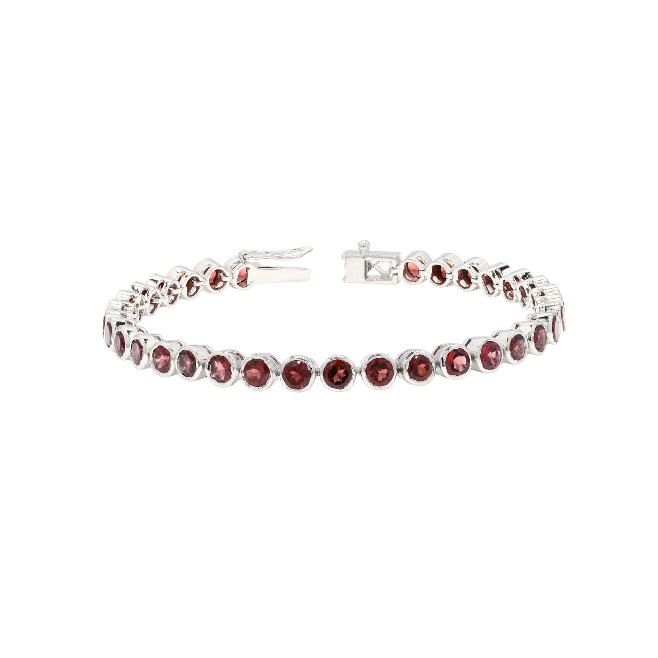 Default Sterling Silver Bezel Garnet 4mm Tennis Bracelet 10.2 Ctw