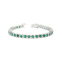 Thumbnail for Default Sterling Silver Bezel Green Onyx 4mm Tennis Bracelet 8.0 Ctw