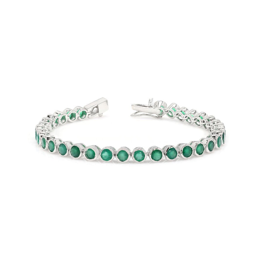 Default Sterling Silver Bezel Green Onyx 4mm Tennis Bracelet 8.0 Ctw