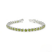 Thumbnail for Default Sterling Silver Bezel Peridot 4mm Tennis Bracelet 10.0 Ctw