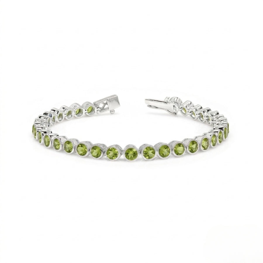 Default Sterling Silver Bezel Peridot 4mm Tennis Bracelet 10.0 Ctw