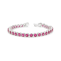 Thumbnail for Default Sterling Silver Bezel Pink Topaz 4mm Tennis Bracelet 11.0 Ctw