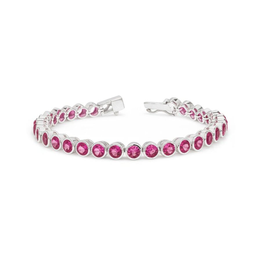 Default Sterling Silver Bezel Pink Topaz 4mm Tennis Bracelet 11.0 Ctw