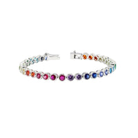 Thumbnail for Default Sterling Silver Bezel Rainbow CZ 4mm Tennis Bracelet