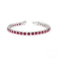 Thumbnail for Default Sterling Silver Bezel Ruby 4mm Tennis Bracelet 11.8 Ctw