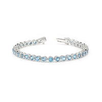Thumbnail for Default Sterling Silver Bezel Swiss Blue Topaz 4mm Tennis Bracelet 11.0 Ctw