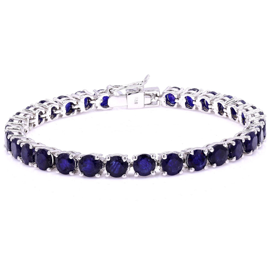Default Sterling Silver Prong Blue Sapphire 5mm Tennis Bracelet 24.0 Ctw