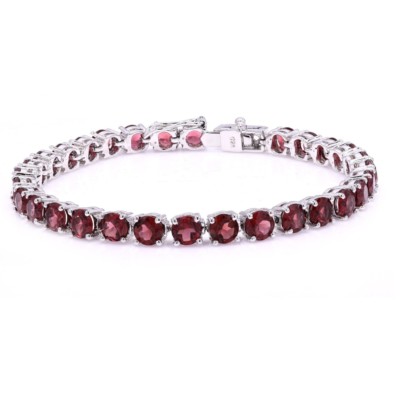 Default Sterling Silver Prong Garnet 5mm Tennis Bracelet 18.85 Ctw