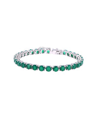 Thumbnail for Default Sterling Silver Prong Green Onyx 5mm Tennis Bracelet 13.5 Ctw