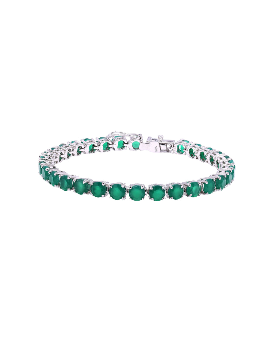 Default Sterling Silver Prong Green Onyx 5mm Tennis Bracelet 13.5 Ctw