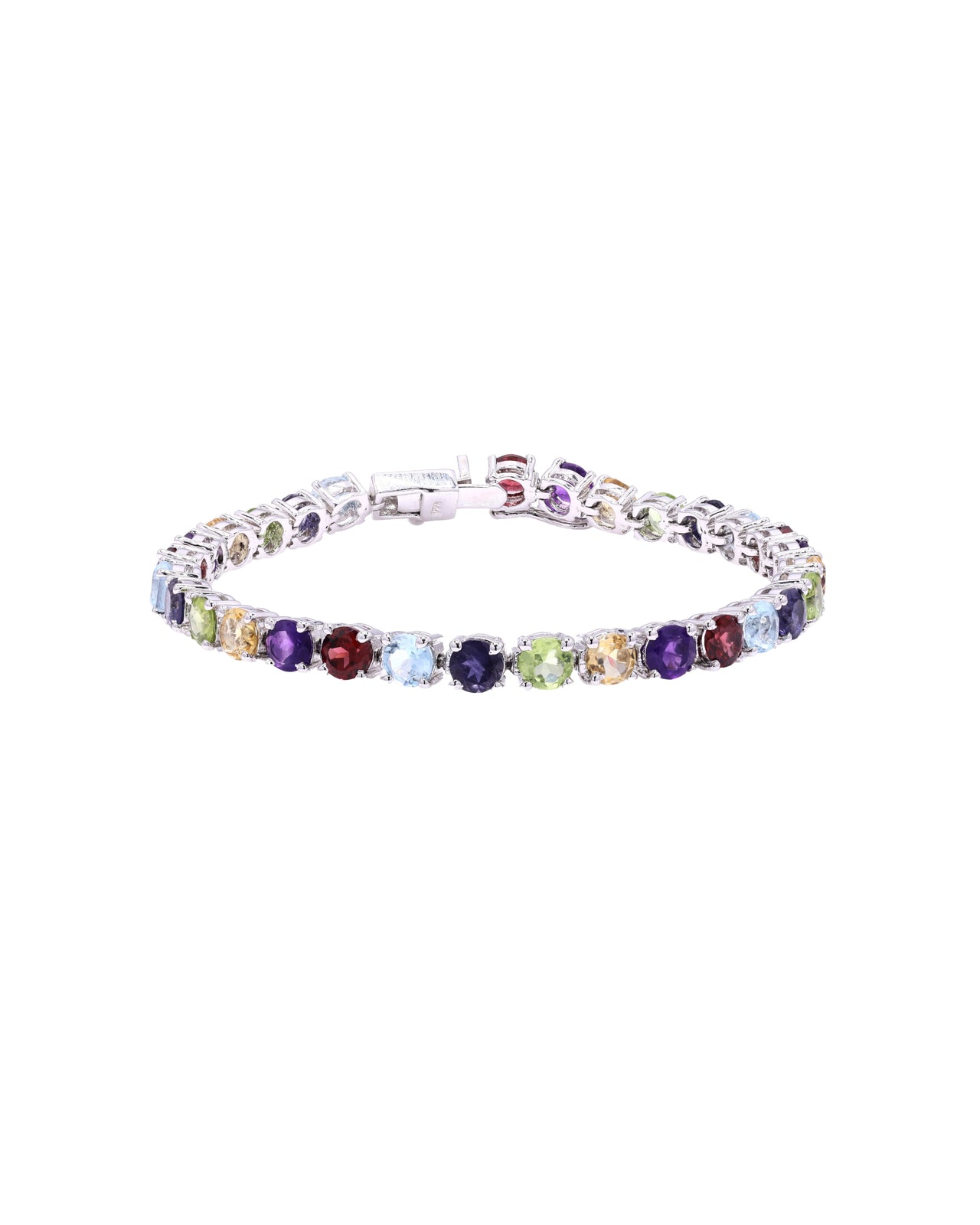 Default Sterling Silver Prong Multi Semi 5mm Tennis Bracelet 16.0 Ctw