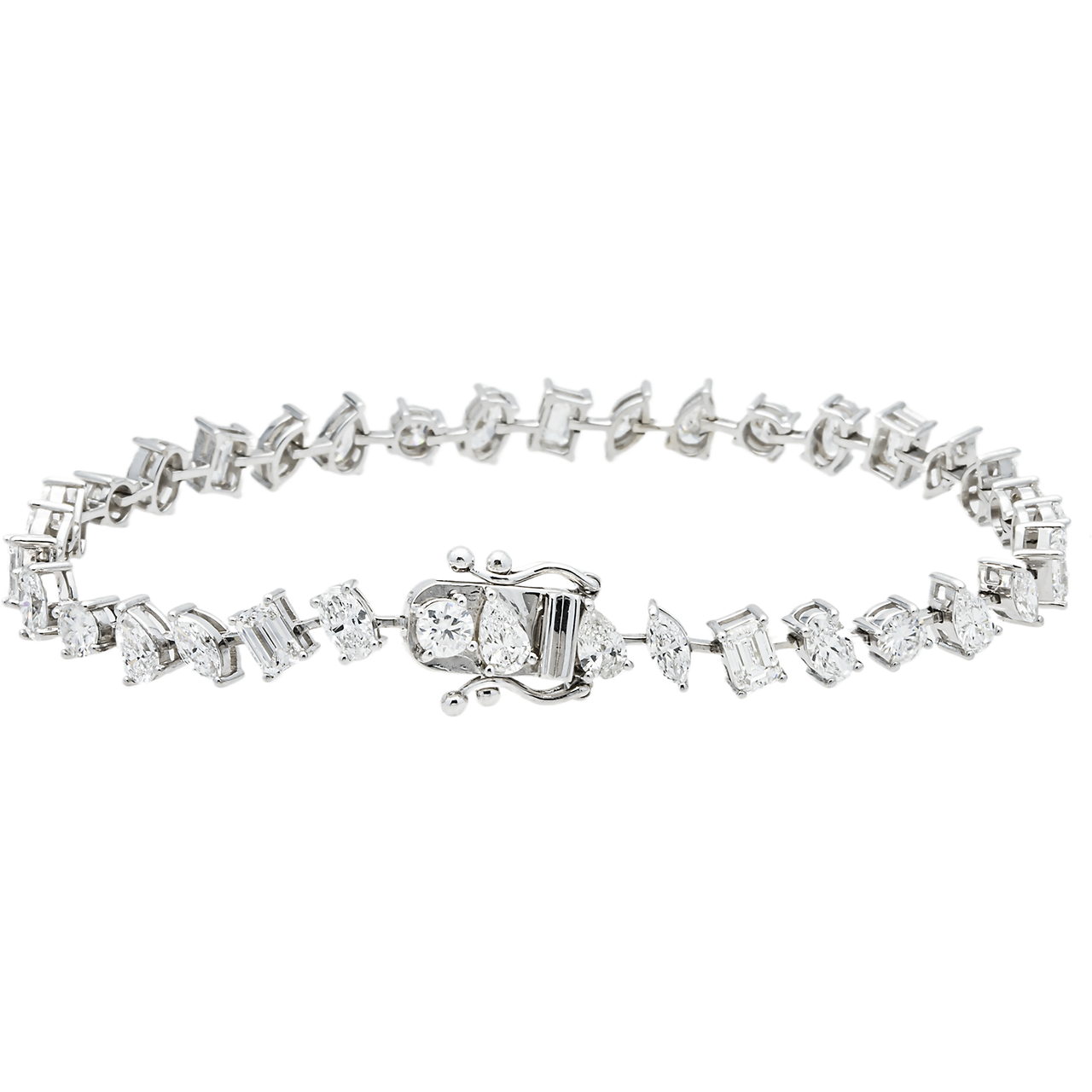 14K Gold Multi Shape Lab Diamond Tennis Bracelet – Mixed Cut (6.7 CTW)