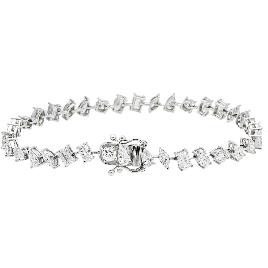 14K Gold Multi Shape Lab Diamond Tennis Bracelet – Mixed Cut (6.7 CTW)