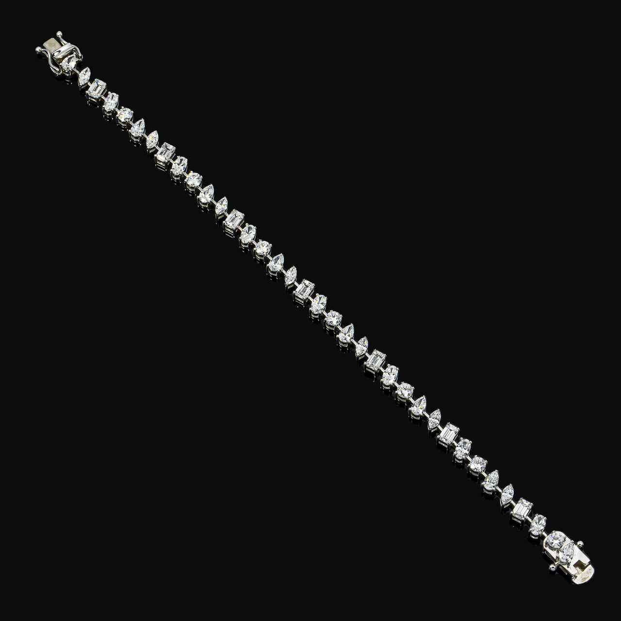 14K Gold Multi Shape Lab Diamond Tennis Bracelet – Mixed Cut (6.7 CTW)