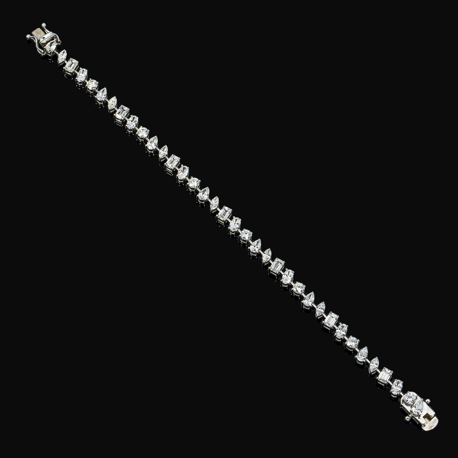 14K Gold Multi Shape Lab Diamond Tennis Bracelet – Mixed Cut (6.7 CTW)