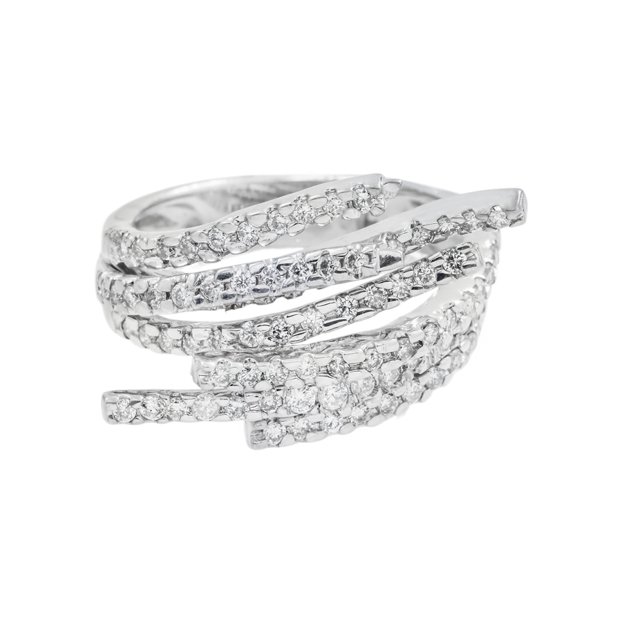 14k Offset Multi Row Diamond Ring 1.1 Ctw