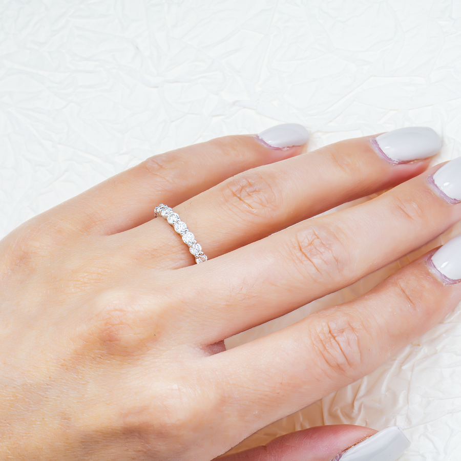 14k White Gold Classic Lab Diamond Wedding Ring Band 1.35 Ctw