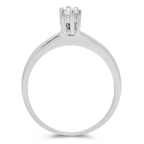 14K White Gold Marquise Lab Diamond Channel Set Bridal Ring Set 0.86 Ctw