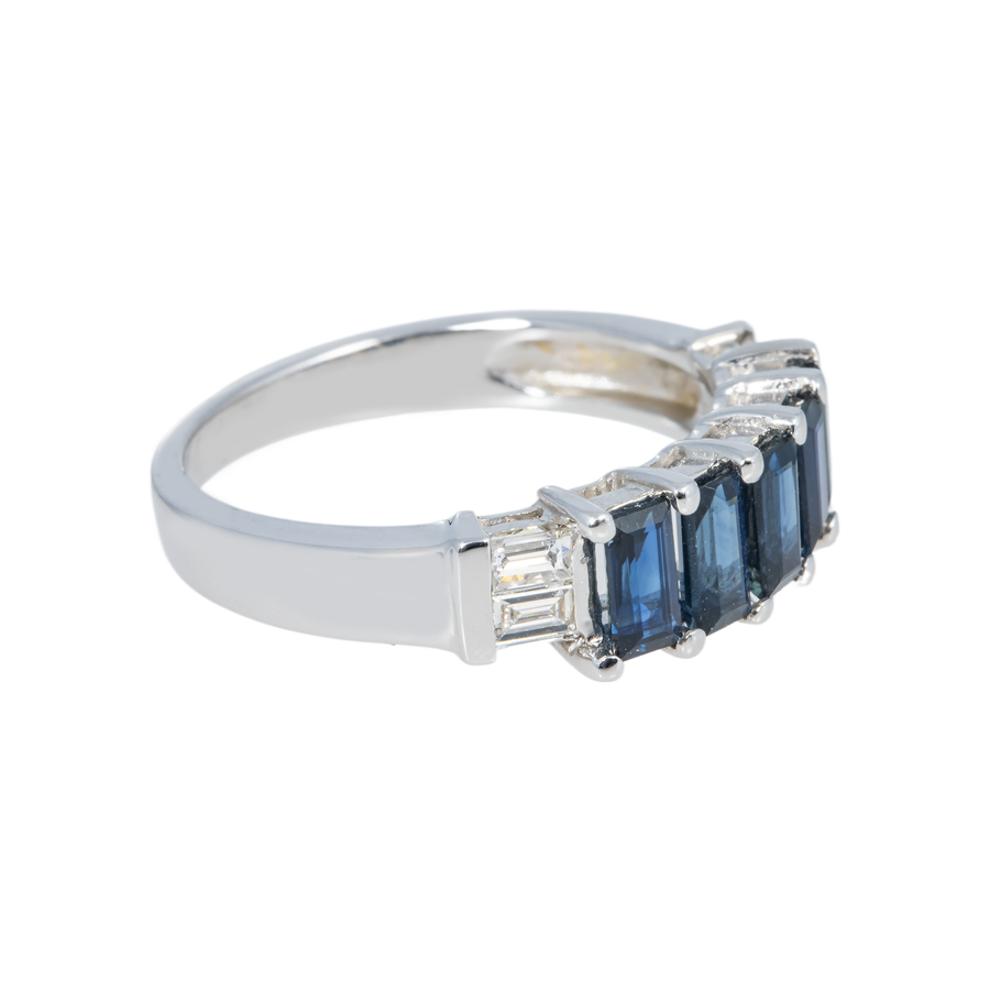 Baguette Saphaires & Diamond Ring 1.25CT
