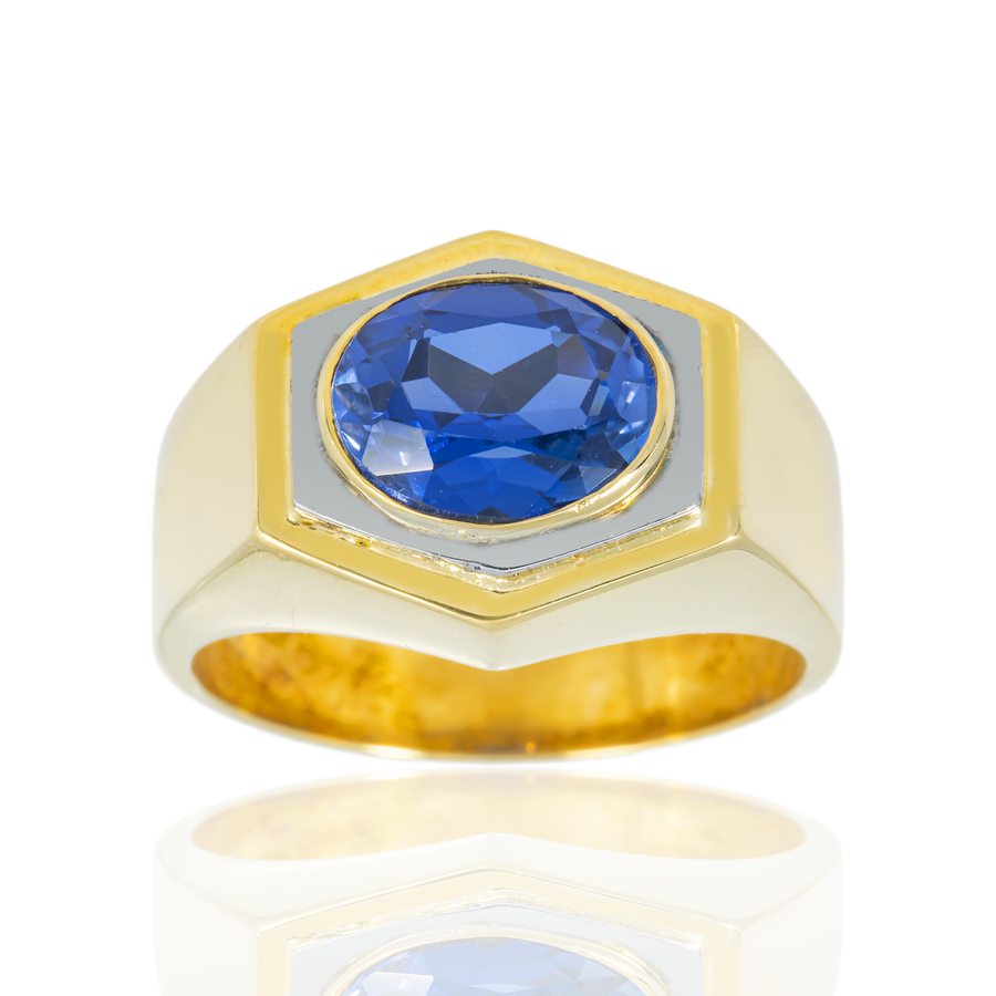 Hexagon Oval Saphaire Ring 2CTW