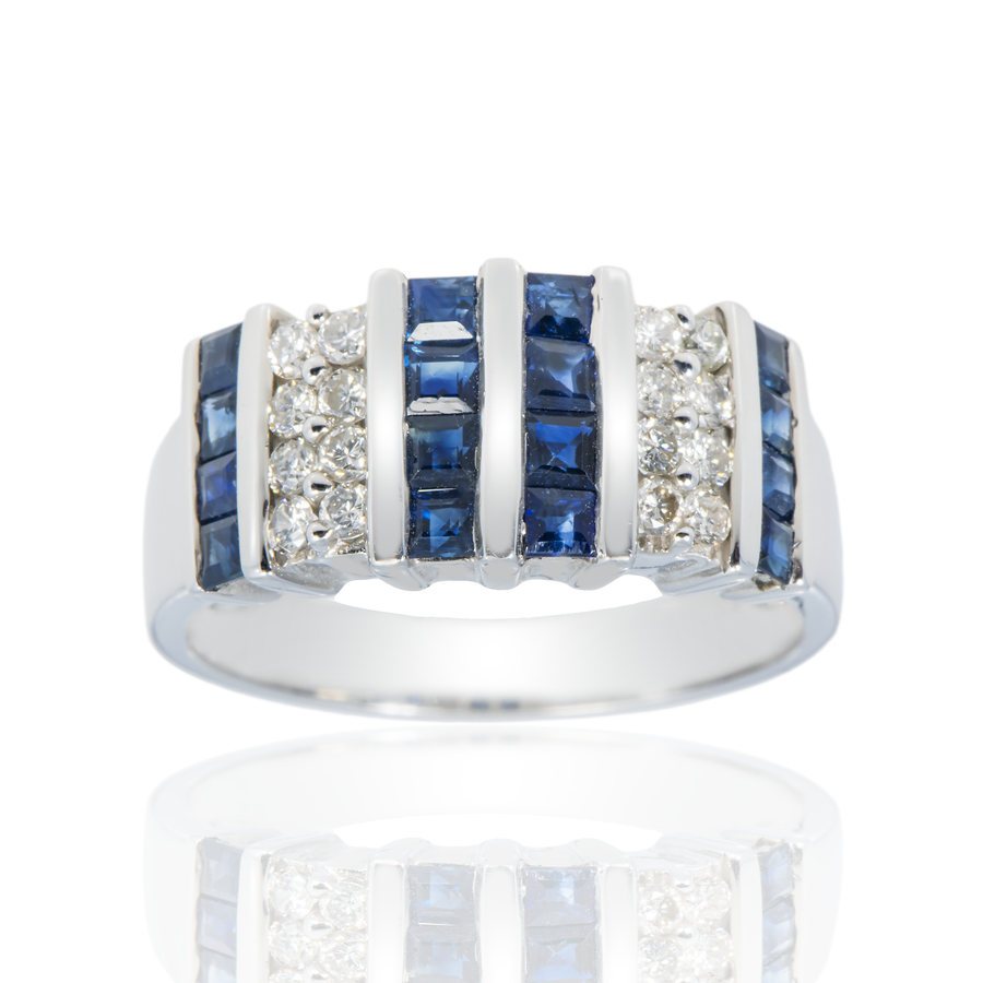 Princess Saphire & Diamond Ring 1.5ctw