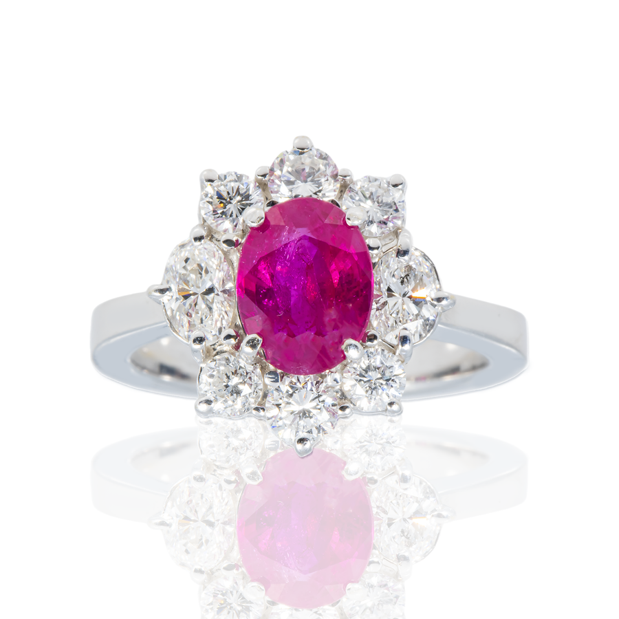 Royal Ruby Ring 18k White Gold 1.1 CTW