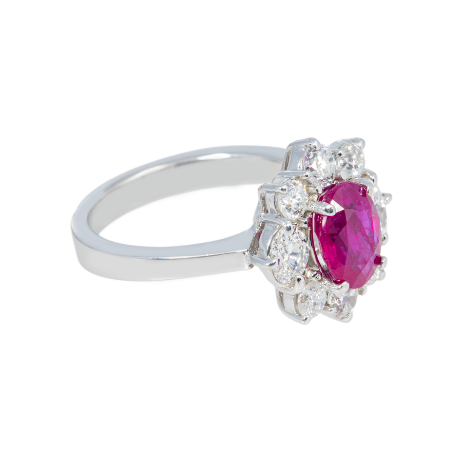 Royal Ruby Ring 18k White Gold 1.1 CTW