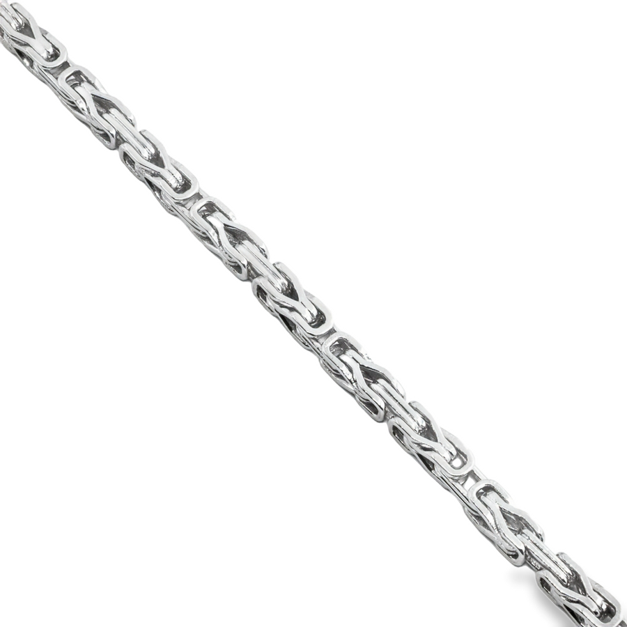 14K White Gold Byzantine Link Chain 4 mm